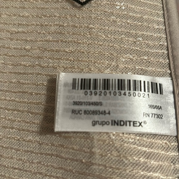 Zara Sequined crinkled slit hem cream midi skirt sz.S - Picture 14 of 16